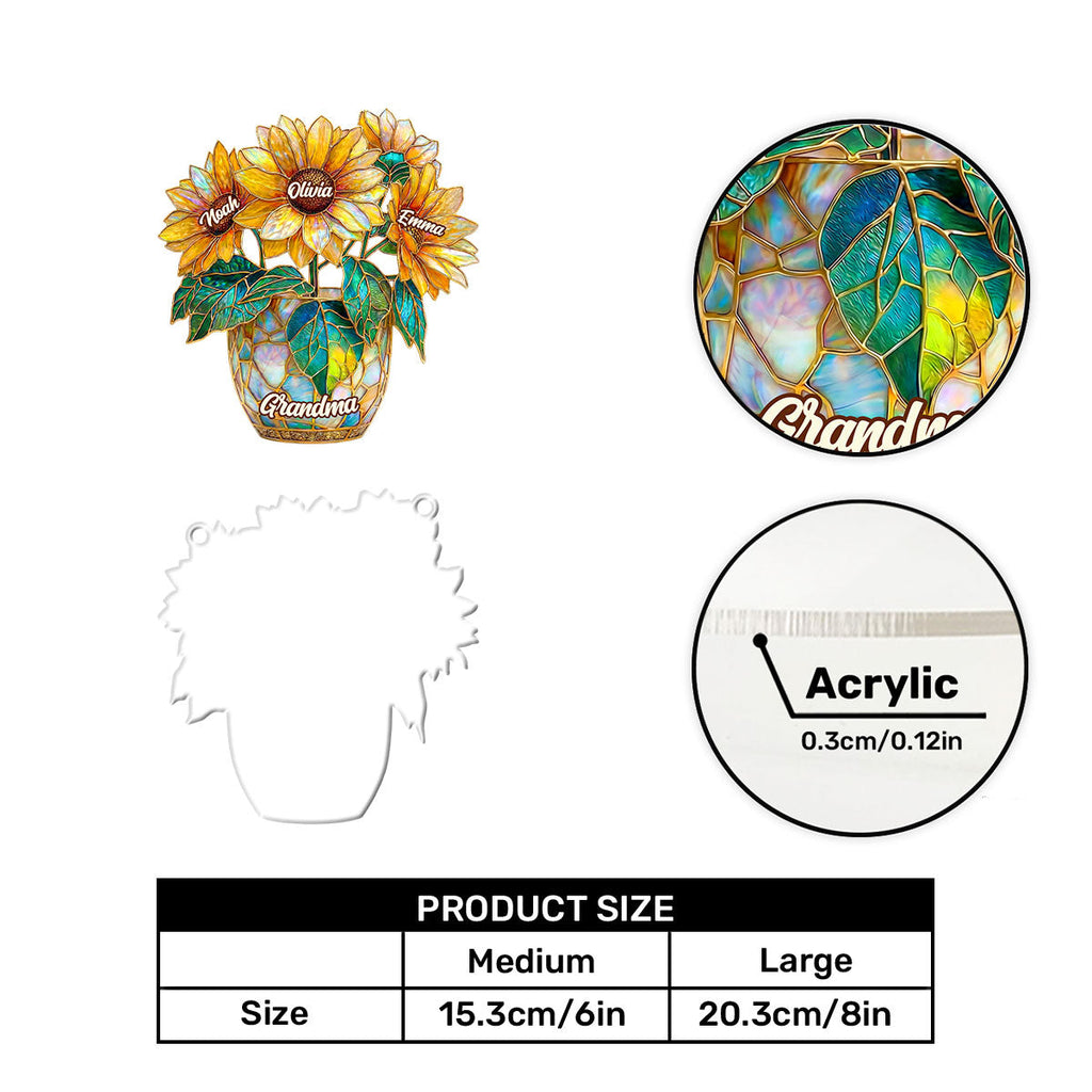 Sunflower Love For Grandma - Personalized Acrylic Suncatcher