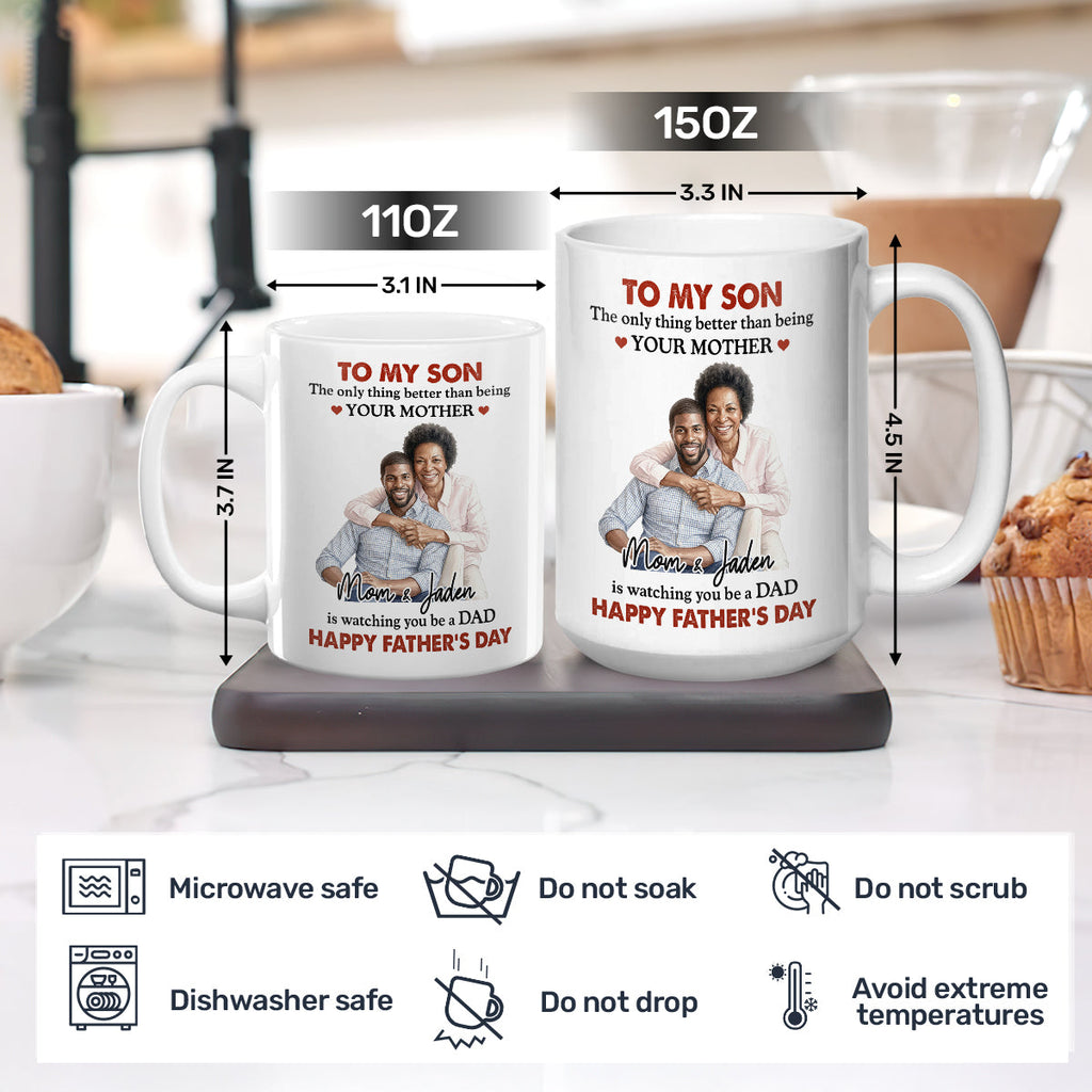 Watching You Being A Dad Ver Custom Photo - Personalized Ceramic Coffee Mug