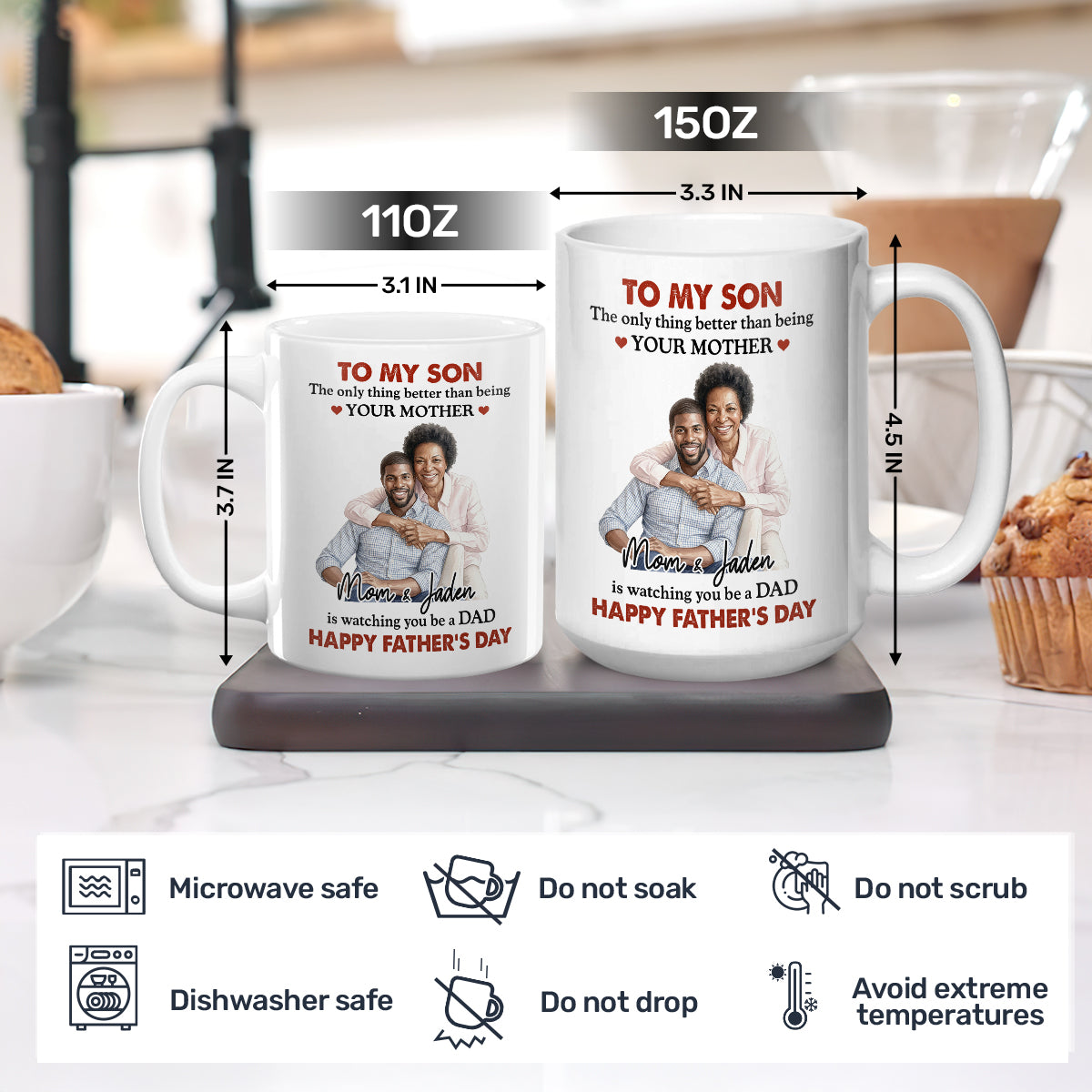 Watching You Being A Dad Ver Custom Photo - Personalized Ceramic Coffee Mug