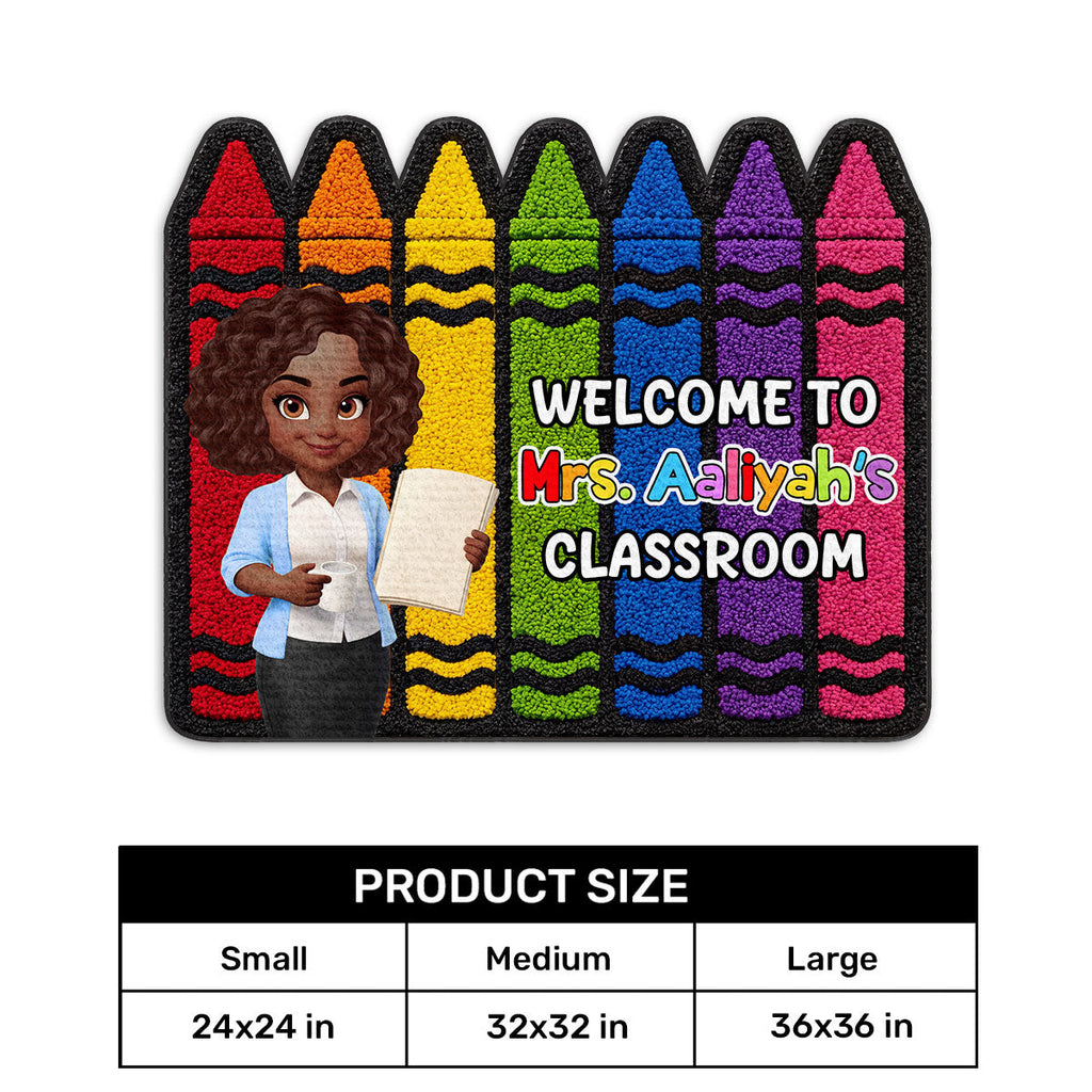 Colorful Crayons Teacher Welcome To Classroom - Personalized Custom Shape Doormat