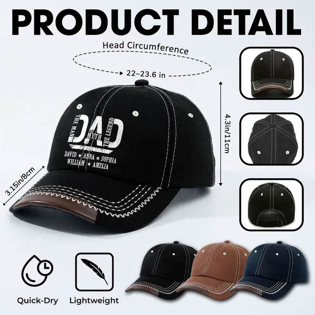 Dad The Man The Myth The Legend - Personalized Vintage Soft Baseball Cap