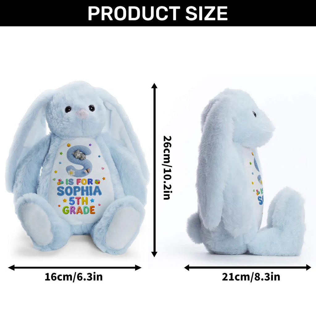 Fluffy Alphabet Back To School - Personalized Stuffed Bunny