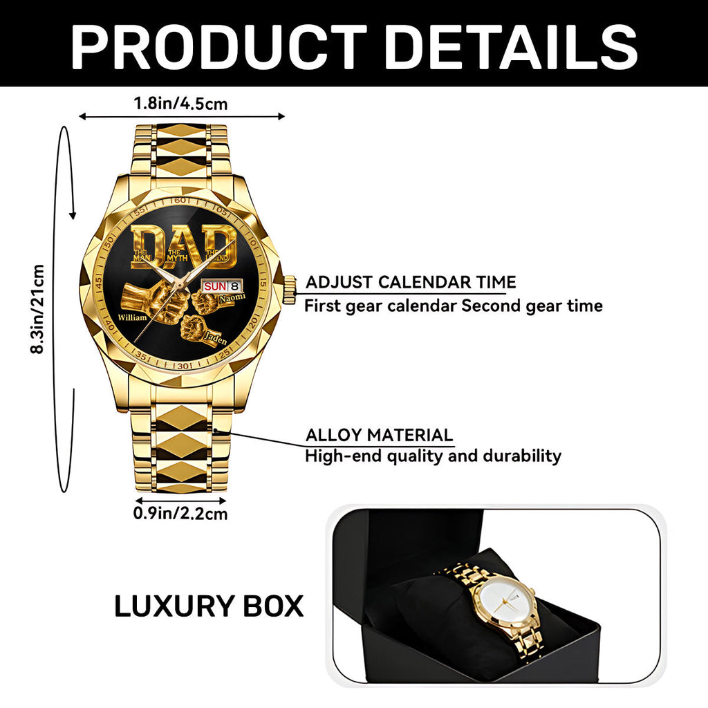 Dad The Man The Myth The Legend - Personalized Men's Wrist Watch