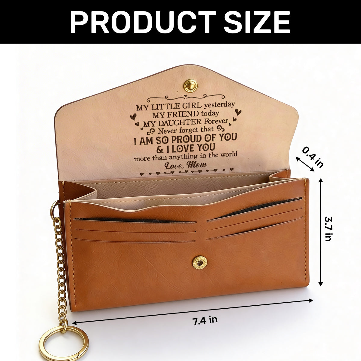 My Little Girl Yesterday, My Friend Today, My Daughter Forever - Personalized Leather Envelope Wallet