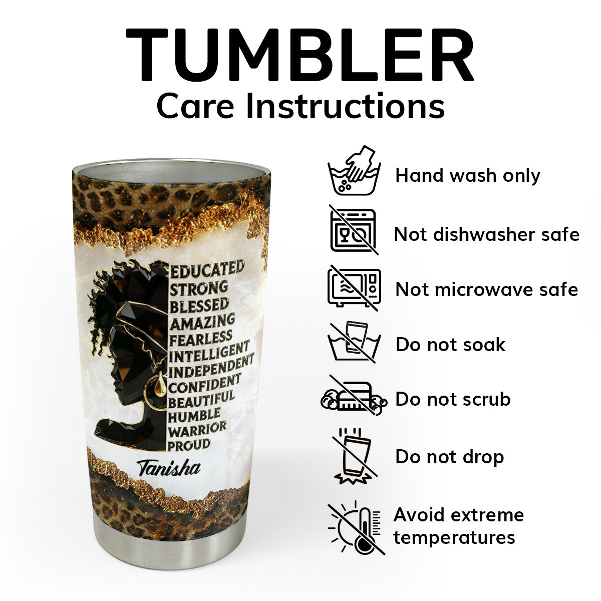 Black And Proud - Personalized Stainless Steel Tumbler