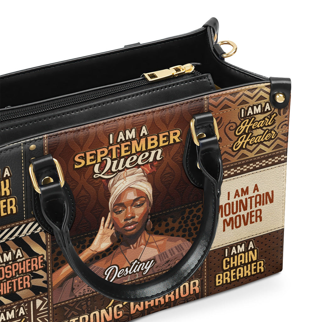 I Am A Black Queen - Personalized Leather Handbag