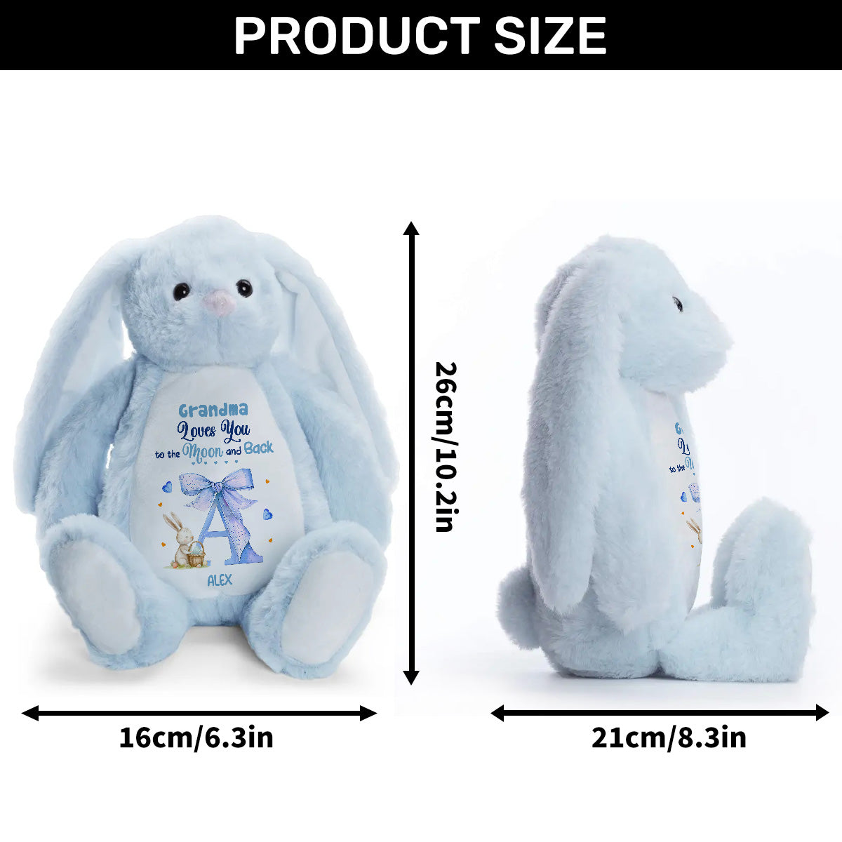 Grandma Loves You To The Moon And Back - Personalized Stuffed Bunny