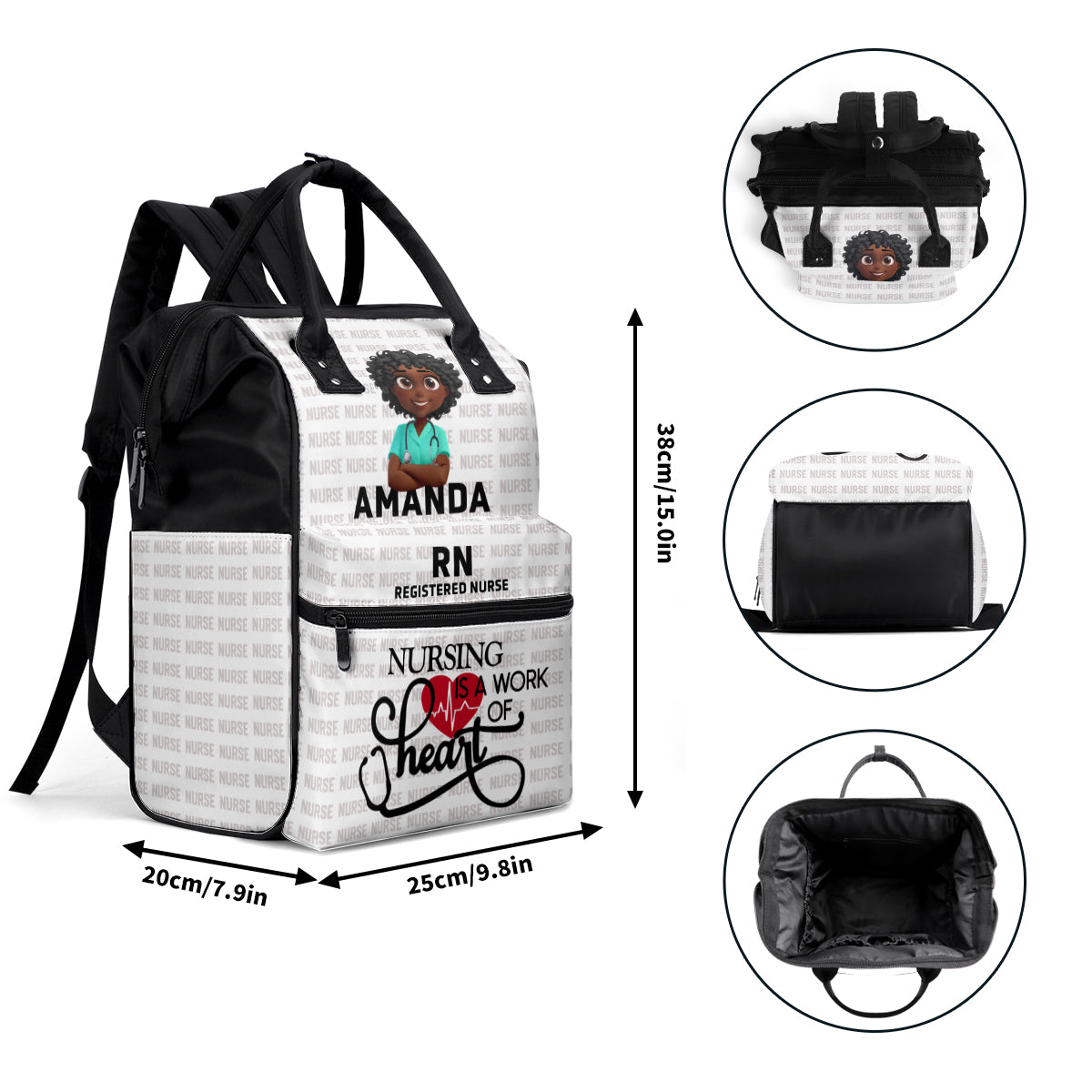 Nursing Is A Work Of Heart - Personalized Duckbilled Backpack