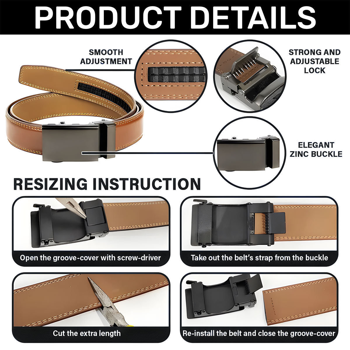 Never Forget I Love You - Personalized Leather Belt With Engraved Buckle